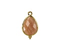 Peach Moonstone w/ Gold Finish Faceted Teardrop Focal 12x21mm