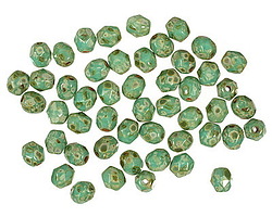 Czech Glass Turquoise Picasso Fire Polished Round 4mm