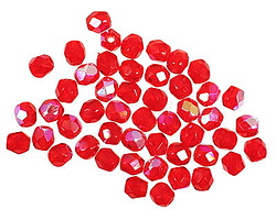 Czech Glass Siam Ruby AB Fire Polished Round 3mm
