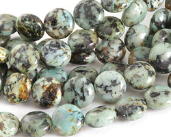 African Turquoise Puff Coin 10mm