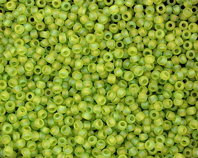 TOHO Transparent Rainbow Frosted Lime Green Round 11/0 Seed Bead