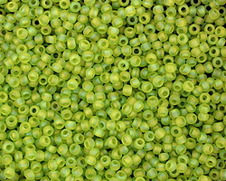 TOHO Transparent Rainbow Frosted Lime Green Round 11/0 Seed Bead