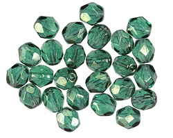 Czech Glass Blue Green w/ Gold Luster Fire Polished Round 6mm