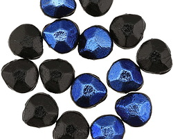 Czech Glass Metallic Cosmo & Jet Faceted Briolette 9x10mm