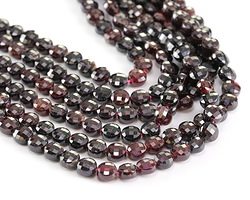 Garnet Faceted Puff Coin 6mm