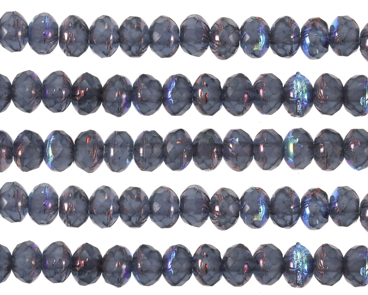 Czech Glass Violet AB w/ Bronze Fire Polished Rondelle 3x5mm