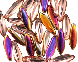 Czech Glass Crystal w/ Rose Gold Vitrail Dagger 5x15mm