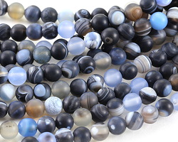 Storm Line Agate (matte-dark) Round 6mm