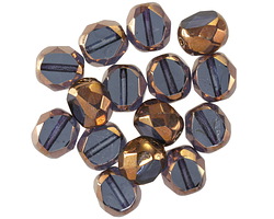 Czech Glass Bronzed Montana Blue Faceted Table Cut Oval 8x7mm