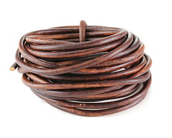 Antique Brown Round Leather Cord 4mm, 16 feet