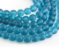 Peacock Blue Beach-Style Glass Round 10mm