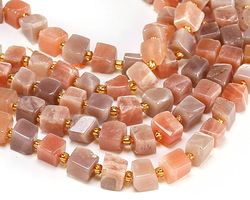 Peach Moonstone Irregular Cube 6-8mm
