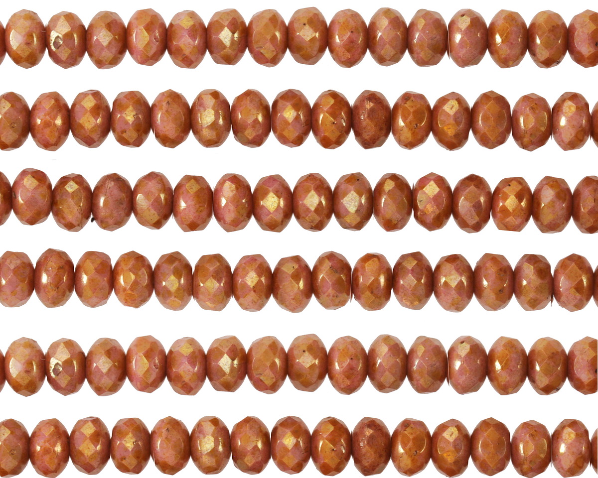 Czech Glass Clay w/ Gold Luster Fire Polished Rondelle 3x5mm