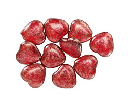 Czech Glass Ruby Red w/ Copper Wash Heart 10mm