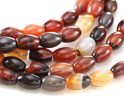 Rust Brown Line Agate Rice 14x10mm