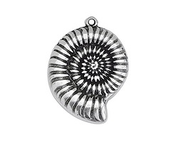 Antique Silver (plated) Nautilus Shell Focal 21x30mm