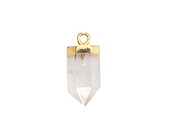 Rock Crystal Quartz Point w/ Gold Finish 8x16mm