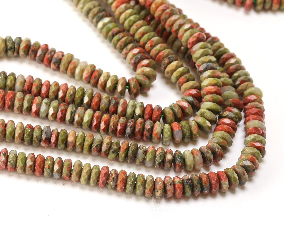 Unakite Faceted Spacer Rondelle 2x5mm