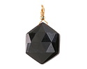 Black Obsidian w/ Gold Finish Faceted Hexagon Wire Wrapped Pendant 20x25mm