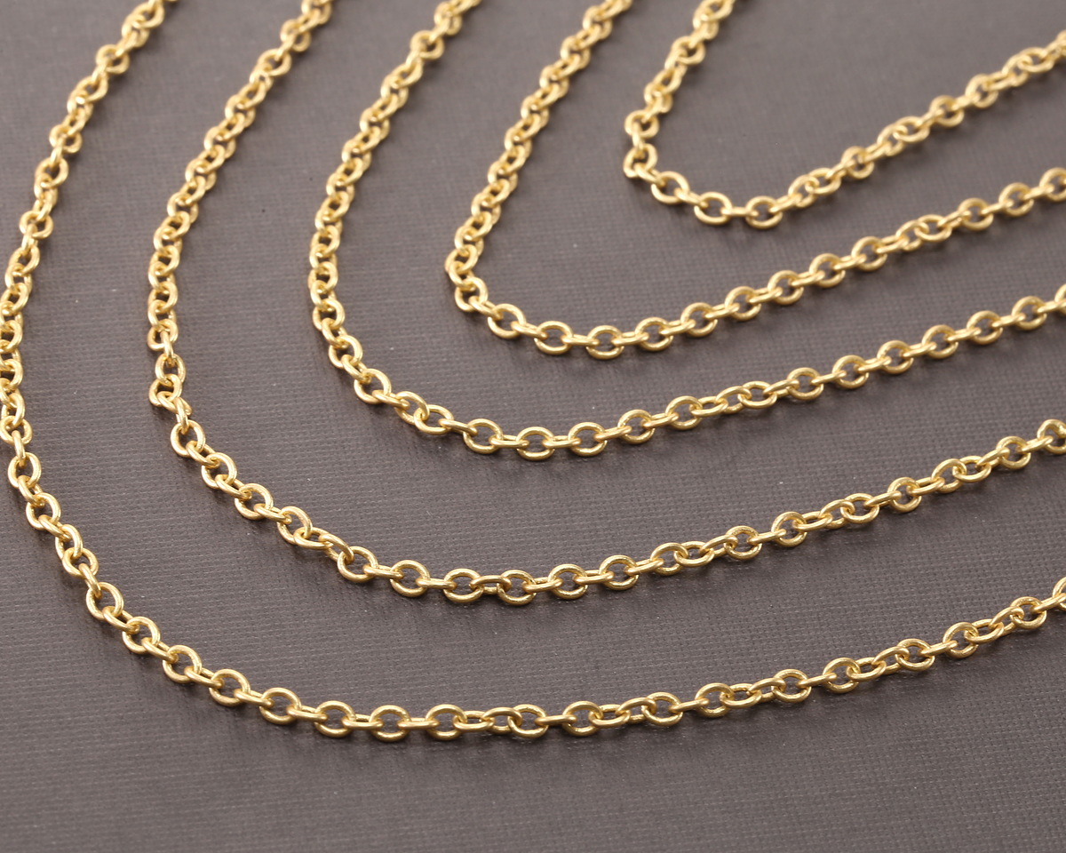 Satin Hamilton Gold (plated) Round Wire Cable Chain, 5' Package