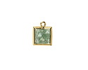 Green Strawberry Quartz w/ Gold Finish Faceted Square Focal 10x13mm