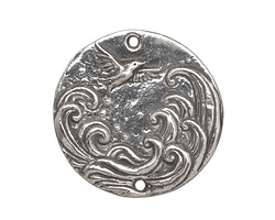 Green Girl Pewter Soaring Bird Coin Pendant Link 28mm
