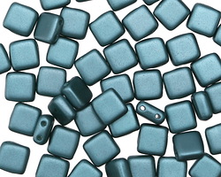CzechMates Glass Pearl Coat Teal 2-Hole Tile 6mm