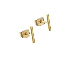 Satin Hamilton Gold (Plated) Rounded Bar Post Earring w/Back