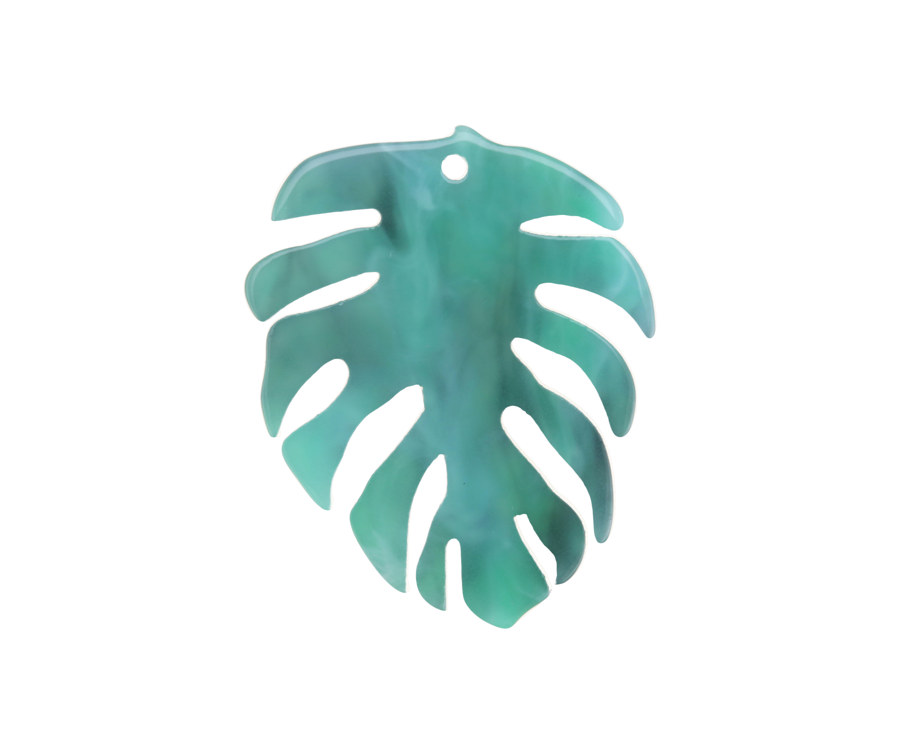 Zola Elements Emerald Marbled Acetate Monstera Leaf Focal 31x38mm