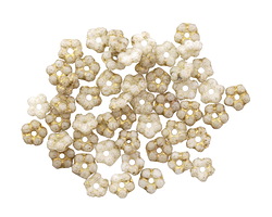 Czech Glass Matte Etched Ivory w/ Gold Bali Style Daisy Spacer 2x5mm