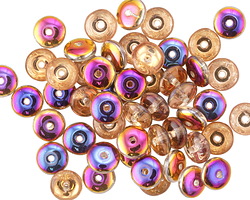 Czech Glass Crystal w/ Copper & Metallic Rainbow Spacer 2x6mm