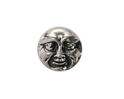 Czech Glass Jet w/ Antique Silver Moon Face Button 17mm