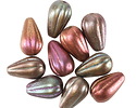 Czech Glass Autumn Metallics Melon Teardrop 13x8mm