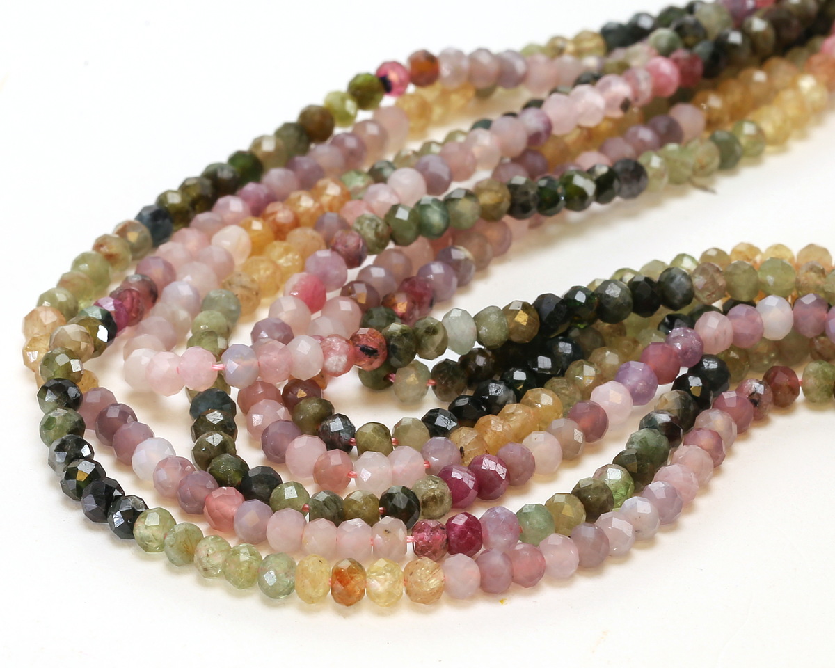 Tourmaline (Ombré) Faceted Rondelle 3x4mm