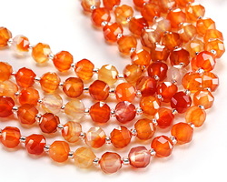 Carnelian (natural) Microfaceted Round Nugget 7x8mm