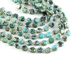 African Turquoise Microfaceted Star Coin 6mm