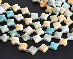 Black Gold Amazonite Faceted Quatrefoil 10mm