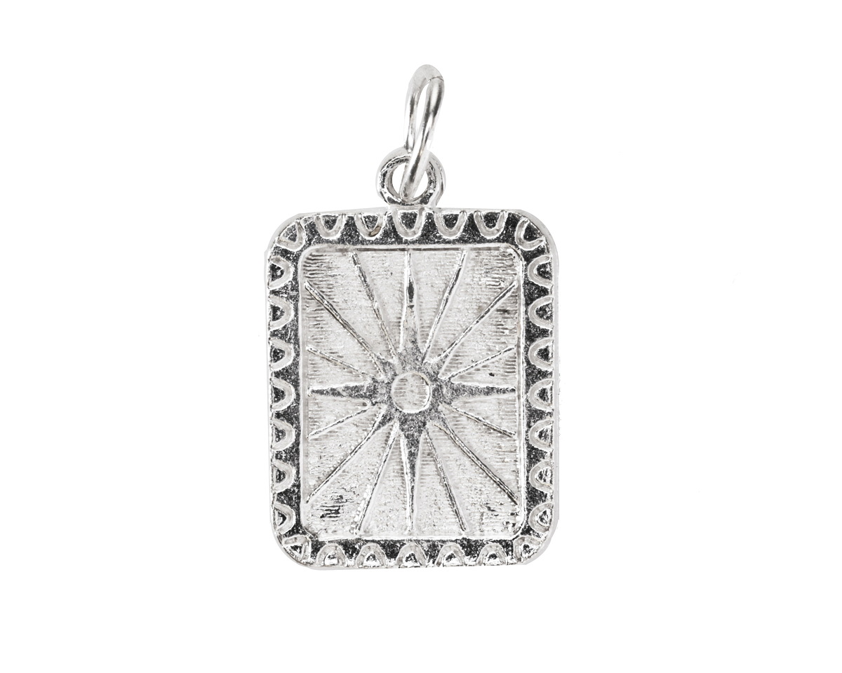 Vintaj Sterling Silver (plated) Deco Starburst Rectangle Focal 21.5x15mm