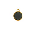 24K Gold (Plated) Transparent Jet Resin Round Focal 12x14mm