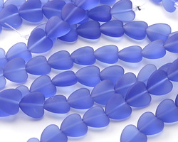 Light Sapphire Beach-Style Glass Puffed Heart 11x12mm