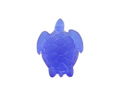 Royal Blue Beach-Style Glass Small Sea Turtle Charm 18x23mm