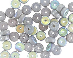 Czech Glass Textured Silver AB Heishi 3x6mm