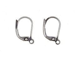 Antique Silver (plated) Leverback Earring w/ Open Loop 10x15mm (50 pieces)