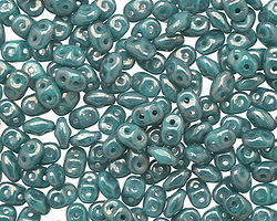 Opaque Turquoise Moon Dust SuperDuo 2x5mm Seed Bead