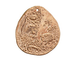 Green Girl Bronze Frog & Flower Pendant 34-36x30-32mm