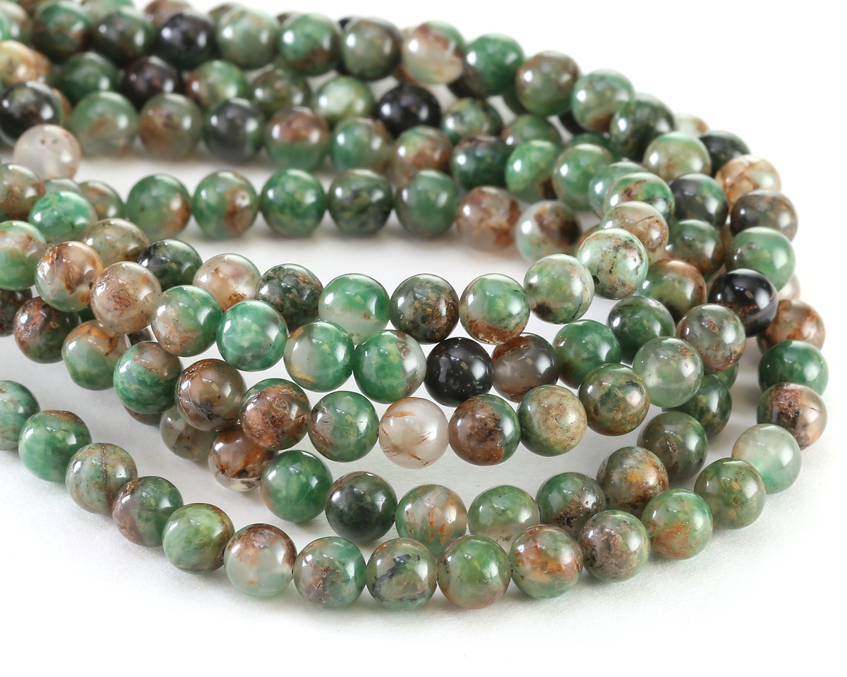 Verdite w/ Quartz Round 6mm