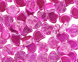 Matubo Czech Glass ColorTrends: Slushy Bubble Gum 2-Hole Ginkgo Leaf 7.5mm