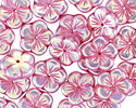 Czech Glass Pink Lustered Crystal AB Flower 14mm