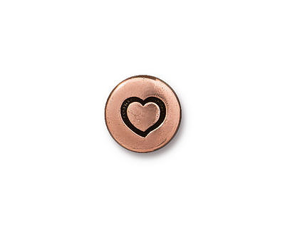 TierraCast Antique Copper (plated) Small Heart Button 12mm