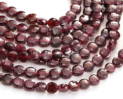 Garnet (B) Faceted Flat Coin 6-7mm